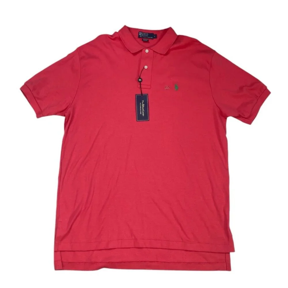 New Polo by Ralph Lauren The Interlock Polo Shirt Mens Size L Pink Quiete Luxury